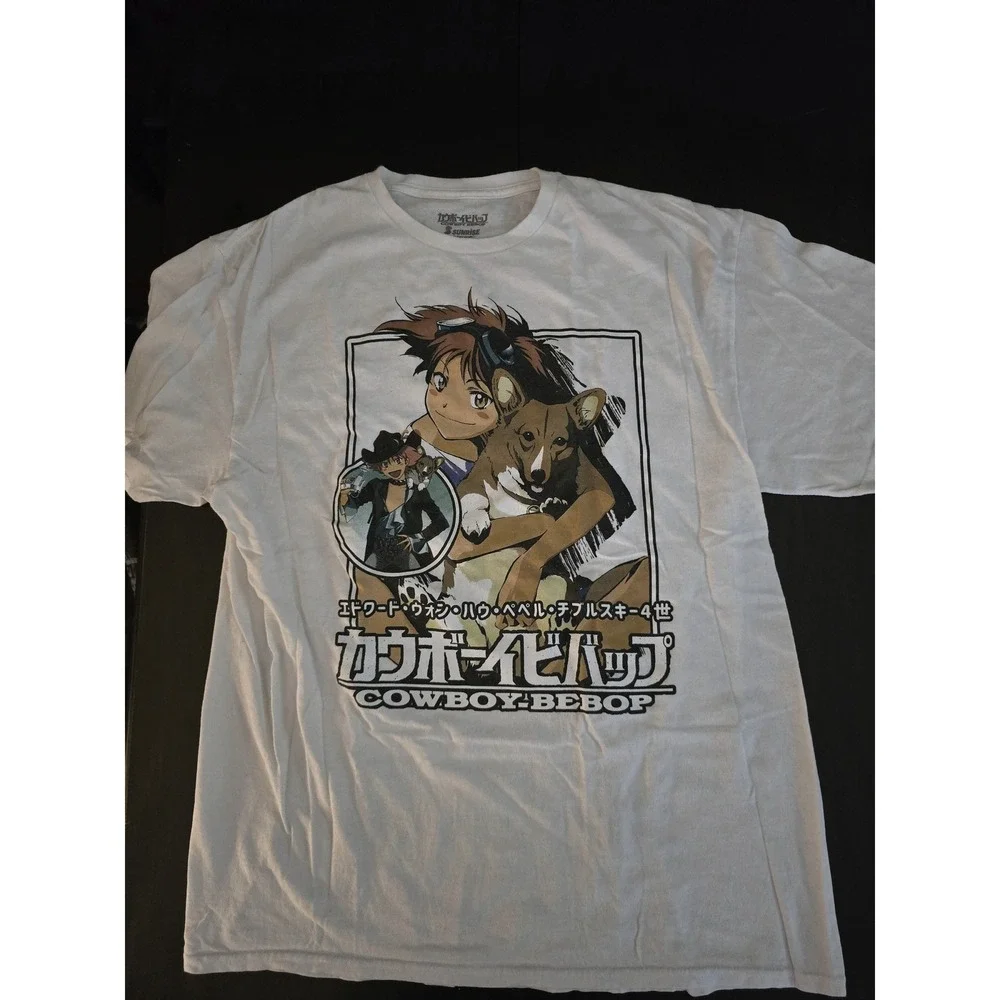 Cowboy Bebop Edward Ein Anime Graphic Tee White Mens Large Sunrise Funimation - Picture 1 of 5